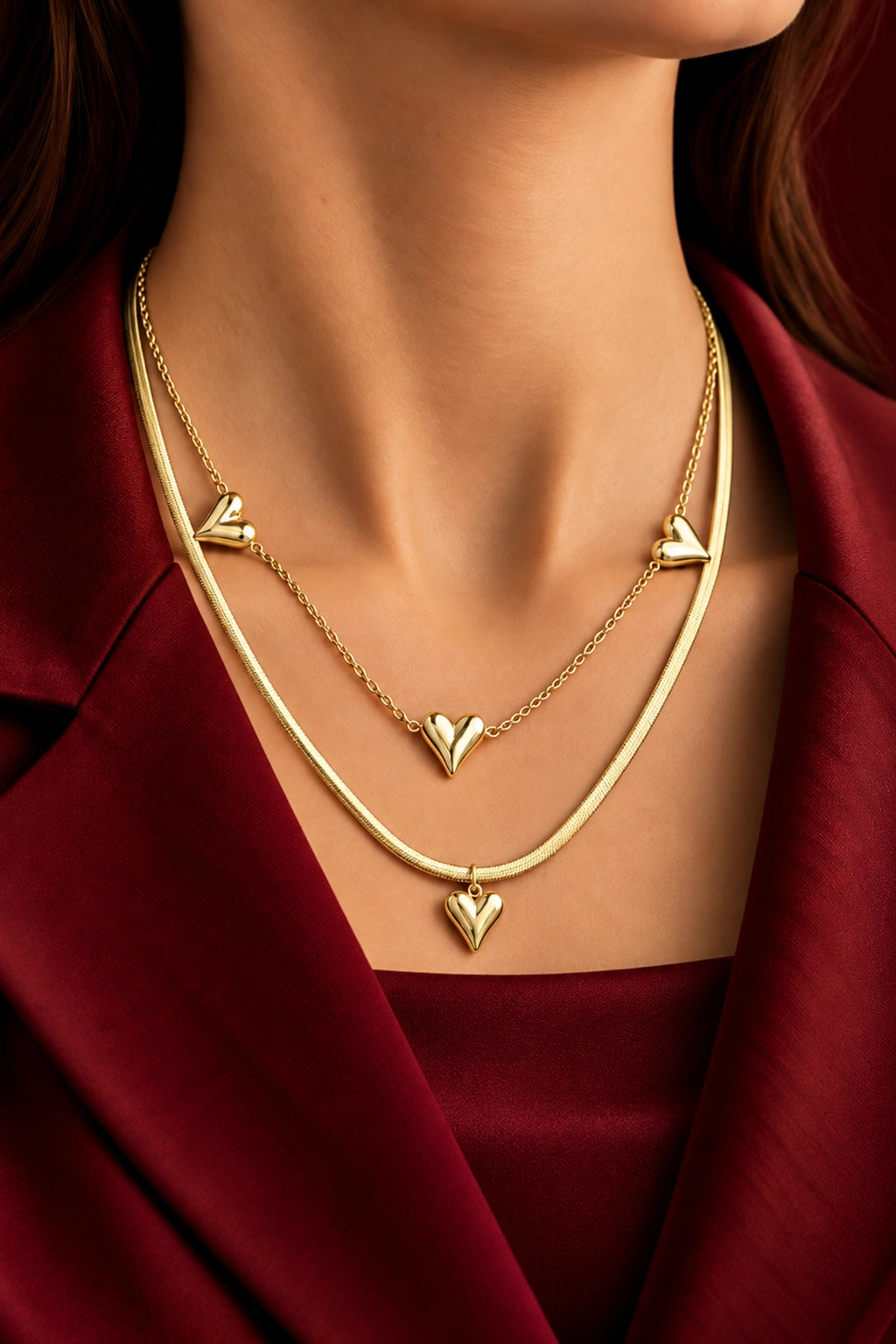 Zareen – Layered Heart Necklace