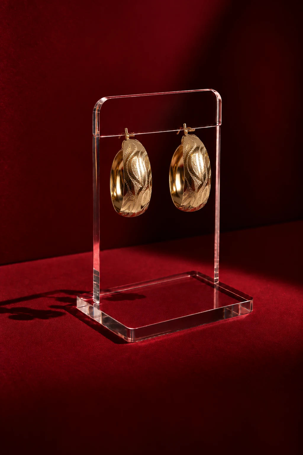 Engraved Wave Hoop Earrings – Gold & Silver