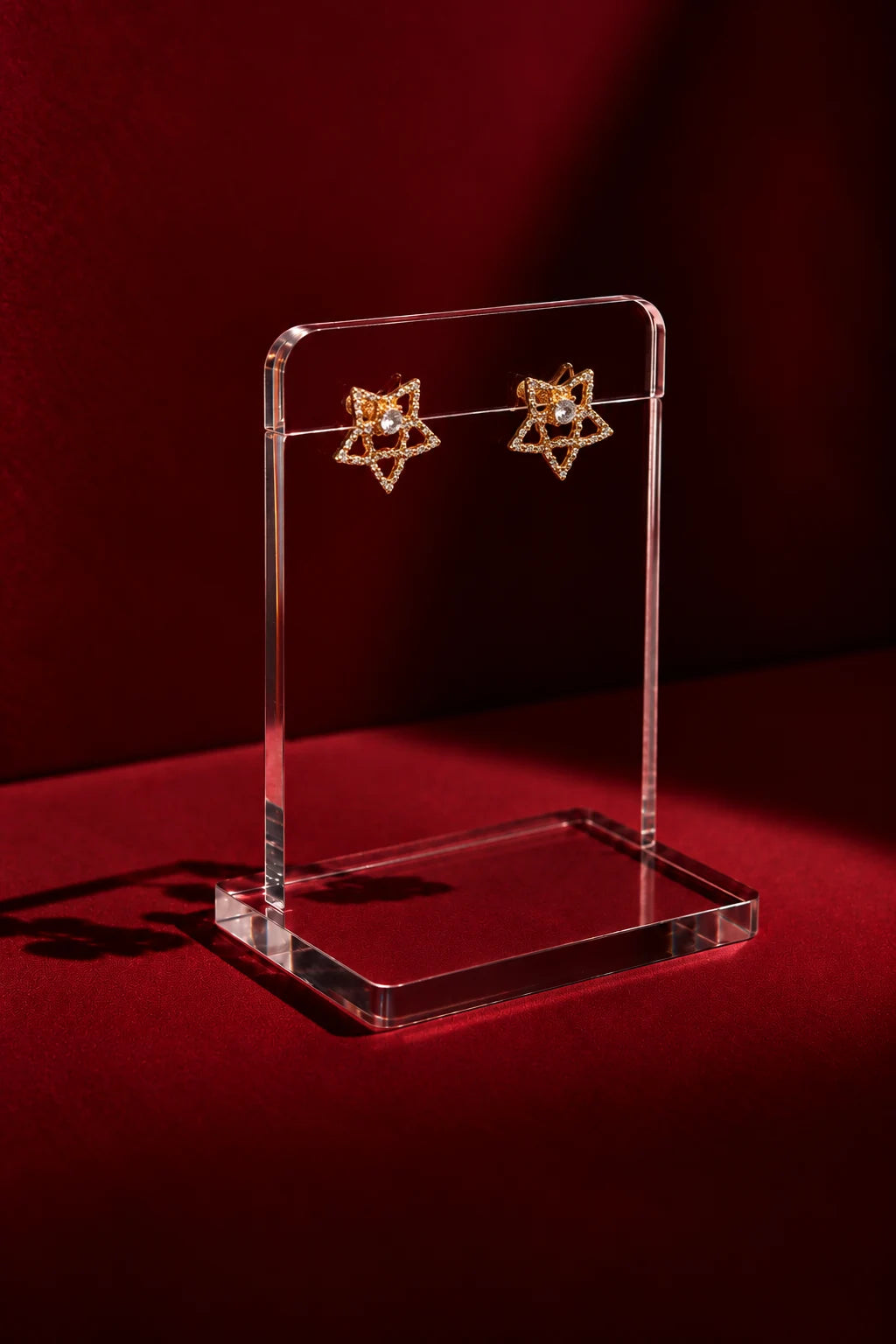 Crystal Star Stud Earrings in Gold & Silver