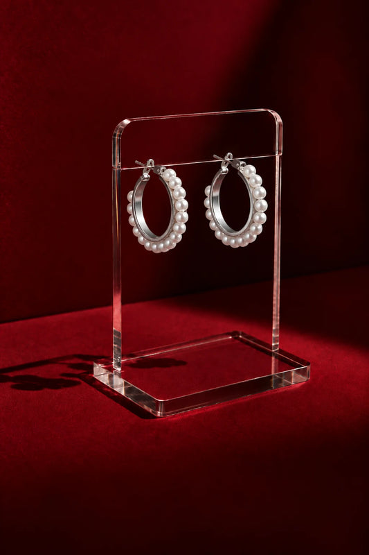 Pearl Hoop Earrings in Gold & Silver Pakistan | ZARIF