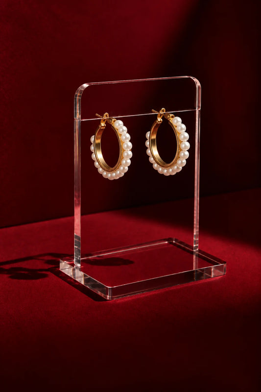 Pearl Hoop Earrings in Gold & Silver Pakistan | ZARIF