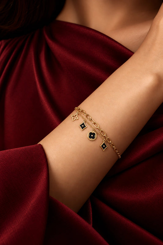 Rina – Black Charm Bracelet